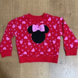 Minnie Mouse Red and Pink Kids Shirt with Heart Pattern Valentines Day